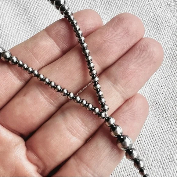 STERLING SILVER Southwestern Navajo Pearl Style 22” Graduated Y Lariat Necklace Necklaces